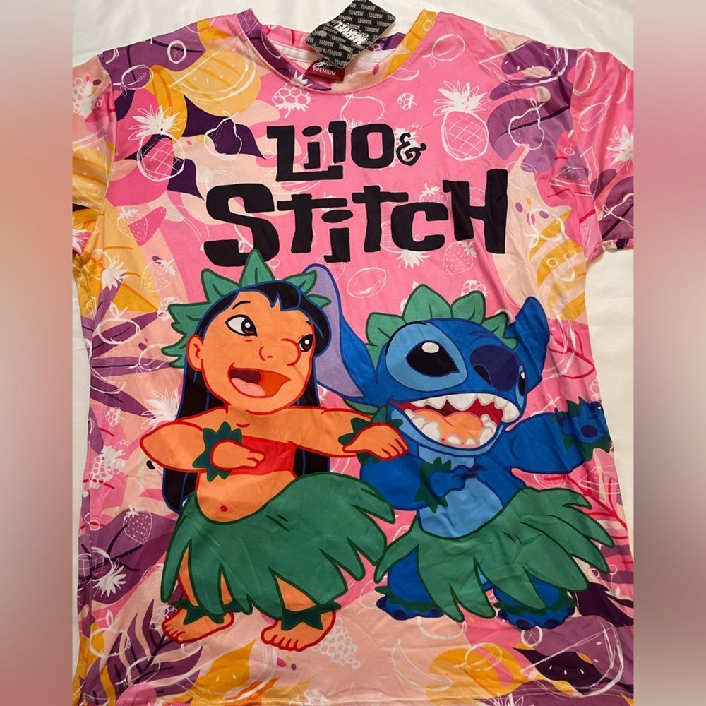 NWT Marvel Comics Premium size large Lilo & Stick pink shirt - Picture 2 of 5